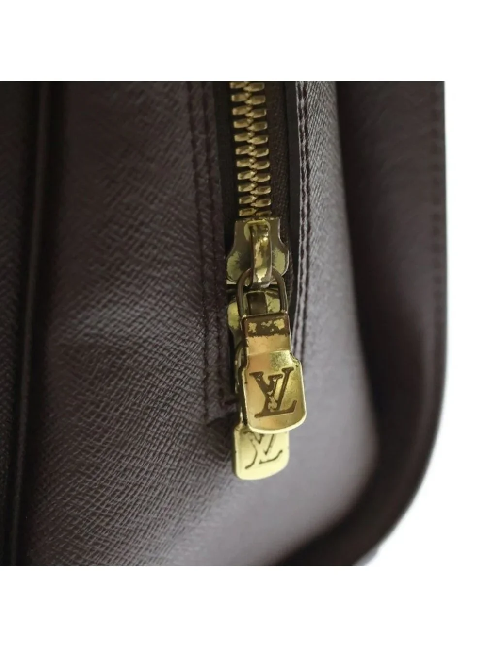 Louis Vuitton Damier Triana Leather Handbag Brown